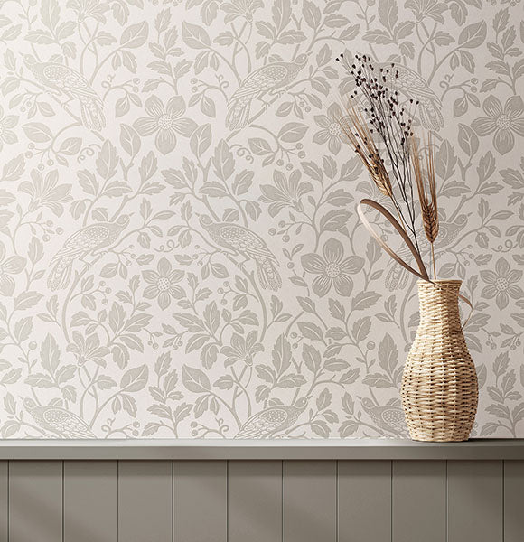 Purchase 4164-M1815 Advantage Wallpaper, Marlow Bone Bird Vine - Westbury Forest1