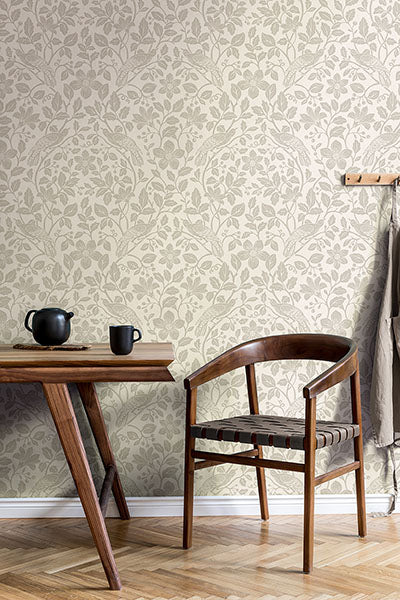 Purchase 4164-M1815 Advantage Wallpaper, Marlow Bone Bird Vine - Westbury Forest12