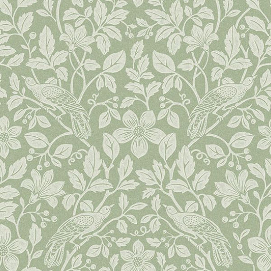 Purchase 4164-M1816 Advantage Wallpaper, Marlow Green Bird Vine - Westbury Forest