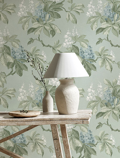 Purchase 4164-M1819 Advantage Wallpaper, Chestnut Blue Floral - Westbury Forest1