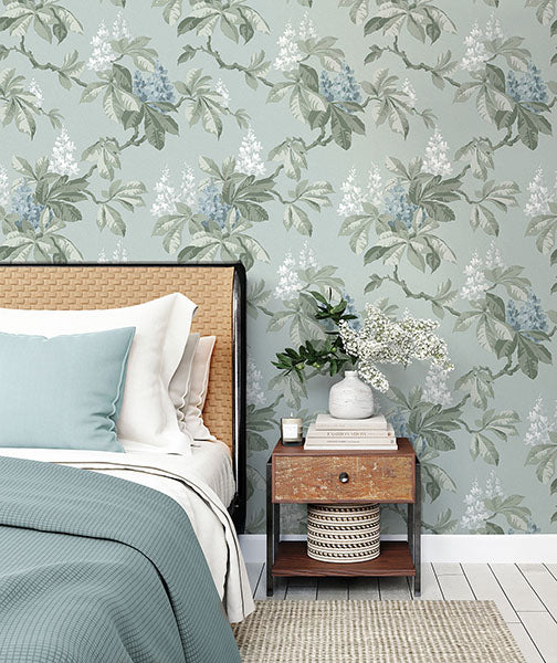 Purchase 4164-M1819 Advantage Wallpaper, Chestnut Blue Floral - Westbury Forest12