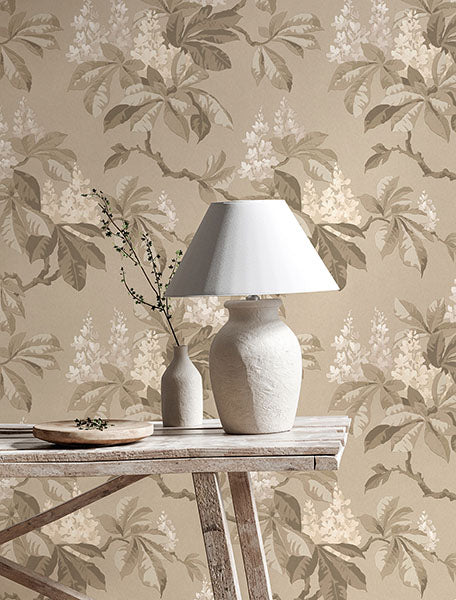 Purchase 4164-M1820 Advantage Wallpaper, Chestnut Beige Floral - Westbury Forest1