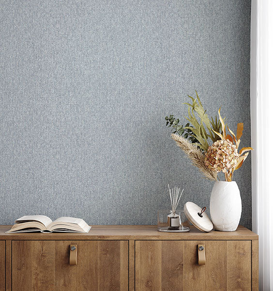Purchase 4164-M1824 Advantage Wallpaper, Herringbone Blue Tweed - Westbury Forest12
