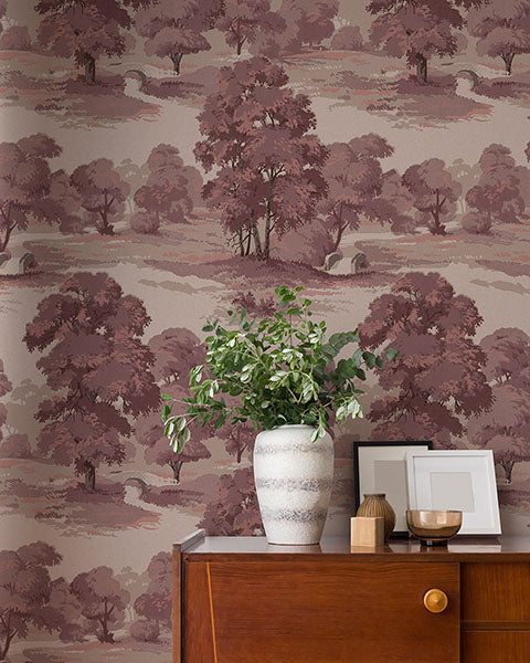 Purchase 4164-M1828 Advantage Wallpaper, Sherwood Merlot Glade - Westbury Forest1