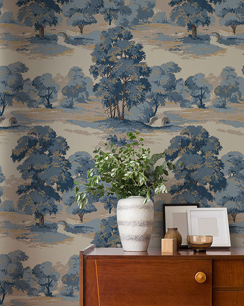 Purchase 4164-M1830 Advantage Wallpaper, Sherwood Blue Glade - Westbury Forest1
