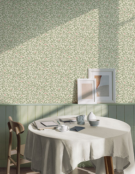 Purchase 4164-M1840 Advantage Wallpaper, Winter Berry Green Vine - Westbury Forest12