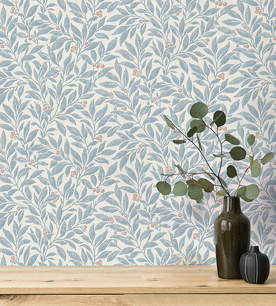 Purchase 4164-M1841 Advantage Wallpaper, Winter Berry Blue Vine - Westbury Forest1