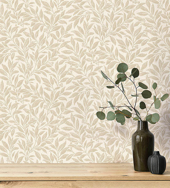 Purchase 4164-M1842 Advantage Wallpaper, Winter Berry Beige Vine - Westbury Forest1