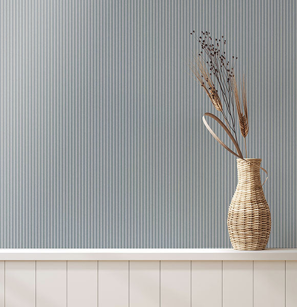 Purchase 4164-M1845 Advantage Wallpaper, Ticking Blue Stripe - Westbury Forest1