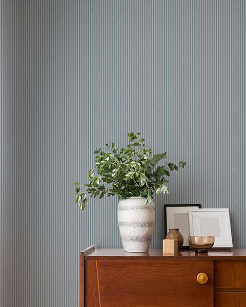 Purchase 4164-M1845 Advantage Wallpaper, Ticking Blue Stripe - Westbury Forest12