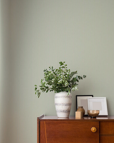 Purchase 4164-M1846 Advantage Wallpaper, Ticking Light Green Stripe - Westbury Forest12
