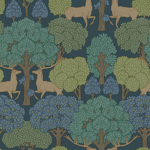 Purchase 4164-M1850 Advantage Wallpaper, Forest of Arden Blue Deer - Westbury Forest