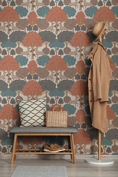 Purchase 4164-M1851 Advantage Wallpaper, Forest of Arden Apricot Deer - Westbury Forest12