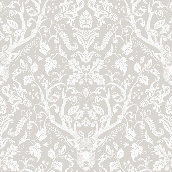 Purchase 4169-12701 Chesapeake Wallpaper, Kiwassa Grey Antler Damask - Oak & Moss