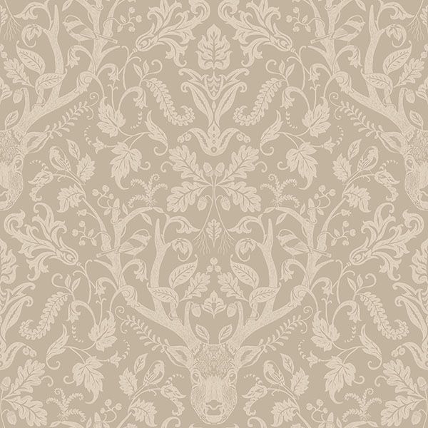 Purchase 4169-12705 Chesapeake Wallpaper, Kiwassa Light Brown Antler Damask - Oak & Moss