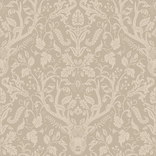 Purchase 4169-12705 Chesapeake Wallpaper, Kiwassa Light Brown Antler Damask - Oak & Moss