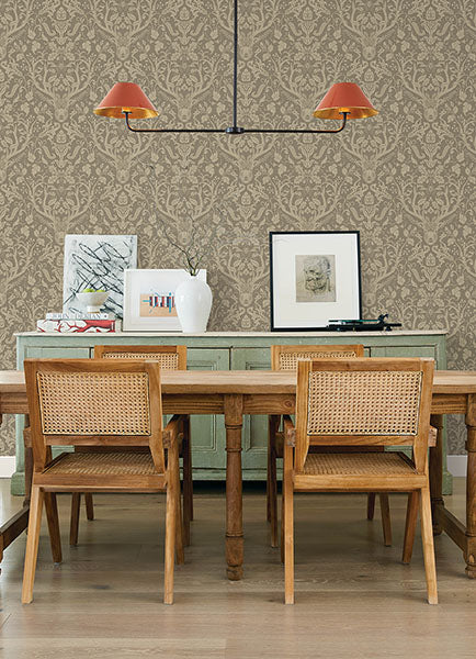 Purchase 4169-12705 Chesapeake Wallpaper, Kiwassa Light Brown Antler Damask - Oak & Moss1