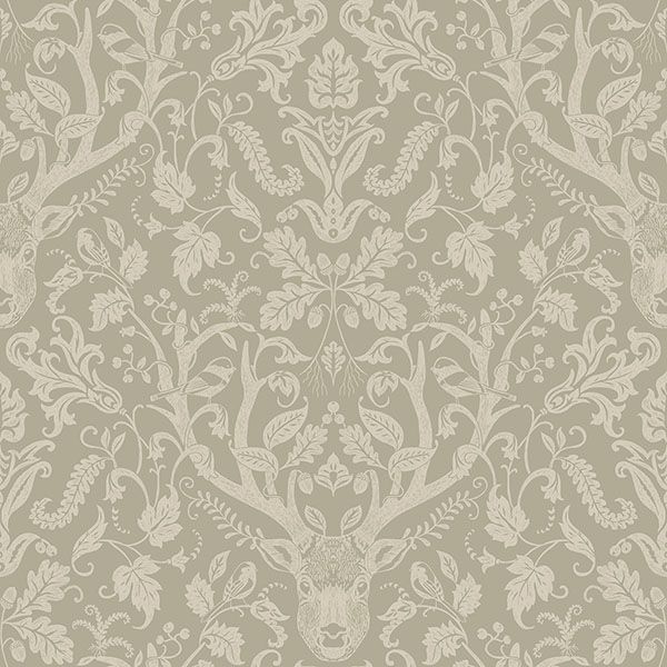 Purchase 4169-12706 Chesapeake Wallpaper, Kiwassa Sage Antler Damask - Oak & Moss