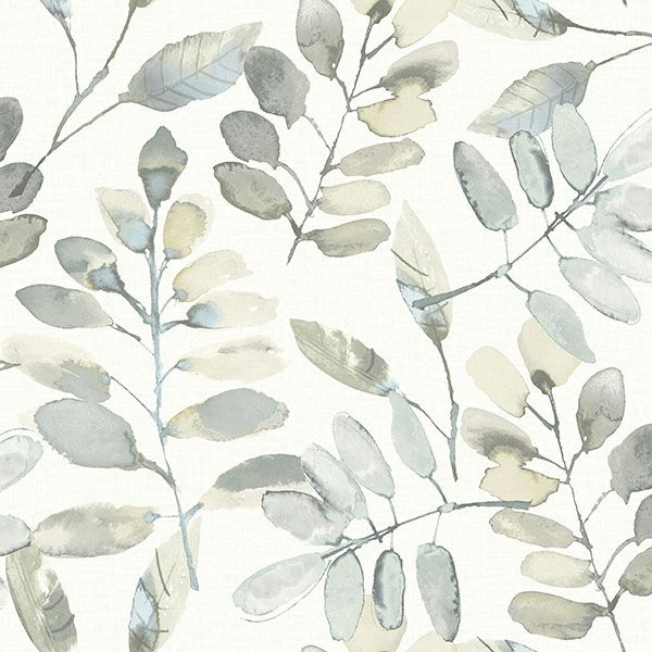 Purchase 4169-13905 Chesapeake Wallpaper, Pinnate Grey Leaves - Oak & Moss