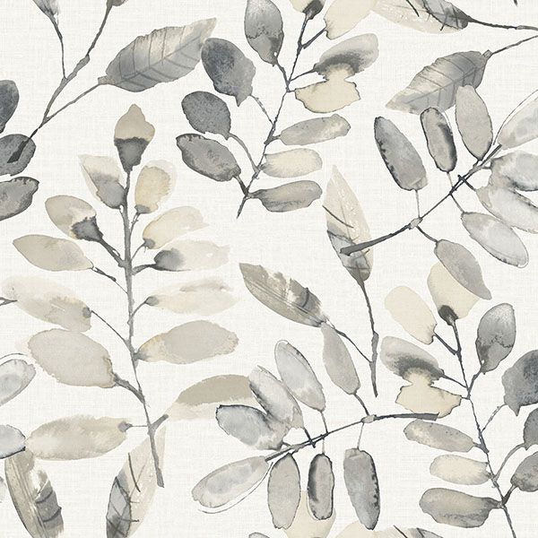 Purchase 4169-13910 Chesapeake Wallpaper, Pinnate Charcoal Leaves - Oak & Moss