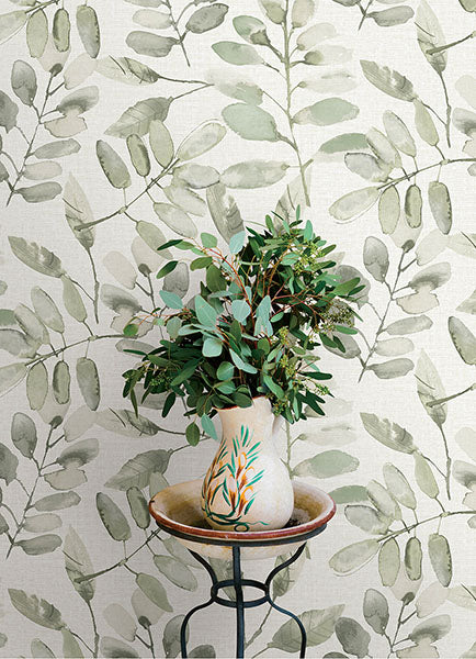 Purchase 4169-13911 Chesapeake Wallpaper, Pinnate Green Leaves - Oak & Moss12