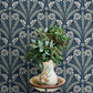 Purchase 4169-27600 Chesapeake Wallpaper, Tap Root Dark Blue Floral Damask - Oak & Moss12