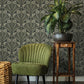 Purchase 4169-27601 Chesapeake Wallpaper, Tap Root Charcoal Floral Damask - Oak & Moss1