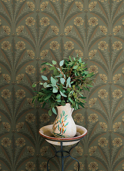 Purchase 4169-27604 Chesapeake Wallpaper, Tap Root Green Floral Damask - Oak & Moss12