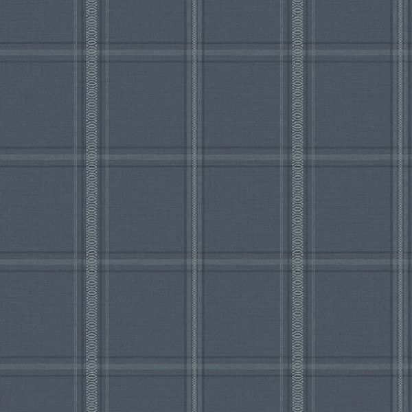 Purchase 4169-27605 Chesapeake Wallpaper, Auberge Dark Blue Plaid - Oak & Moss