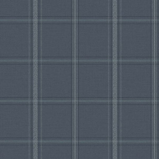 Purchase 4169-27605 Chesapeake Wallpaper, Auberge Dark Blue Plaid - Oak & Moss