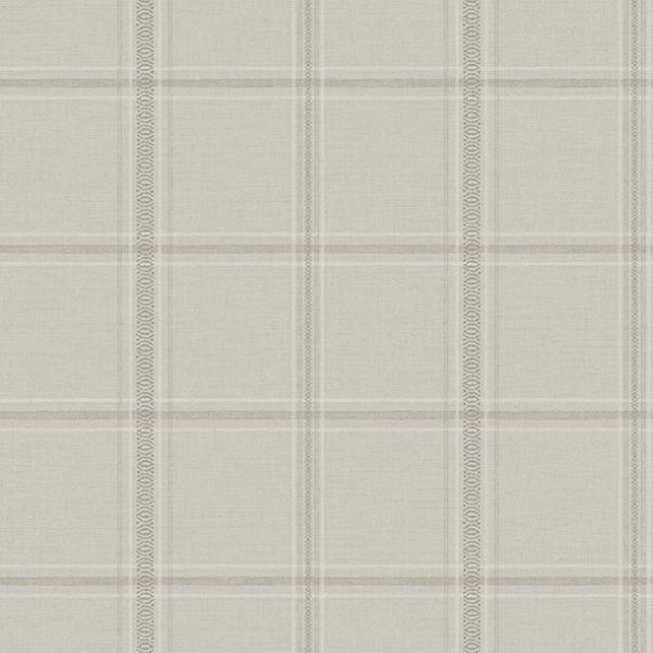 Purchase 4169-27608 Chesapeake Wallpaper, Auberge Taupe Plaid - Oak & Moss
