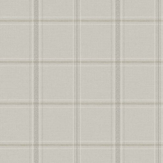 Purchase 4169-27608 Chesapeake Wallpaper, Auberge Taupe Plaid - Oak & Moss