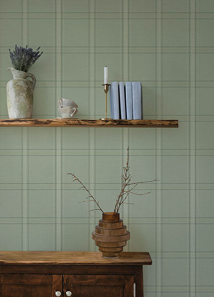 Purchase 4169-27609 Chesapeake Wallpaper, Auberge Sage Plaid - Oak & Moss1