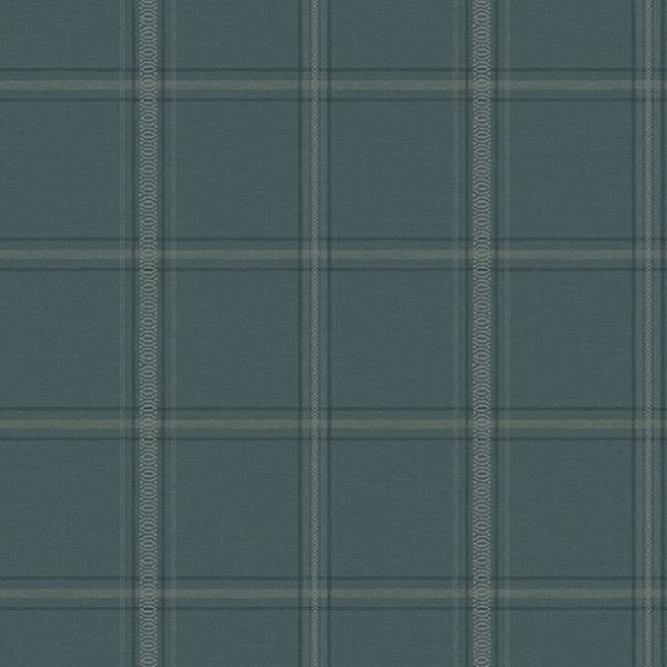 Purchase 4169-27610 Chesapeake Wallpaper, Auberge Teal Plaid - Oak & Moss