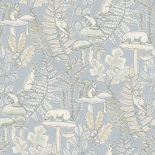 Purchase 4169-83102 Chesapeake Wallpaper, Holt Light Blue Woodland - Oak & Moss