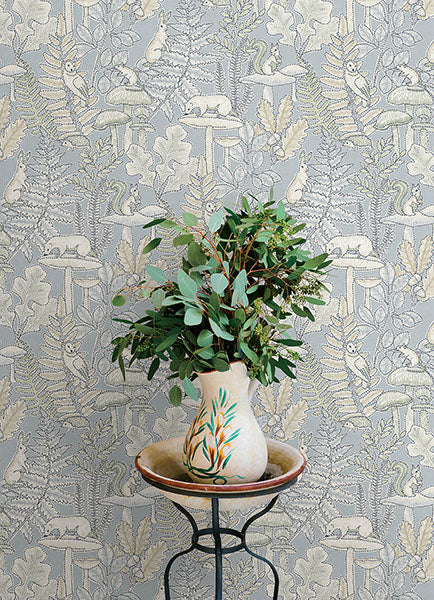Purchase 4169-83102 Chesapeake Wallpaper, Holt Light Blue Woodland - Oak & Moss12