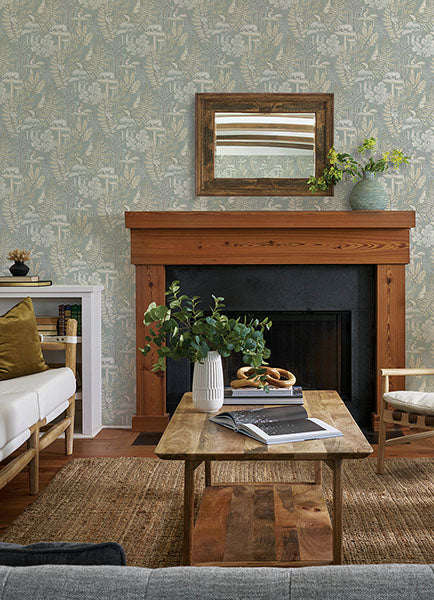 Purchase 4169-83104 Chesapeake Wallpaper, Holt Seafoam Woodland - Oak & Moss1