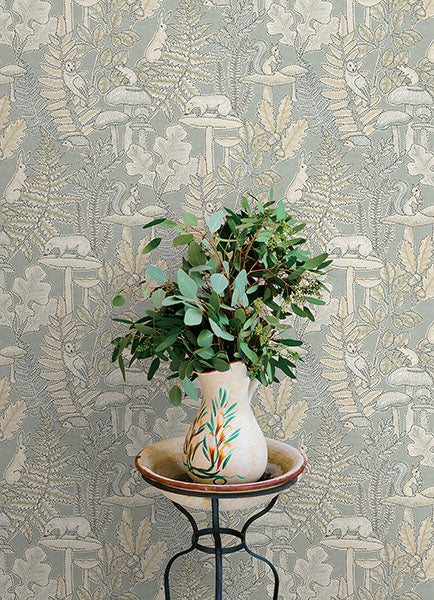 Purchase 4169-83104 Chesapeake Wallpaper, Holt Seafoam Woodland - Oak & Moss12