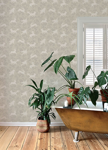 Purchase 4169-83112 Chesapeake Wallpaper, Revelry Taupe Forest Frolic - Oak & Moss1