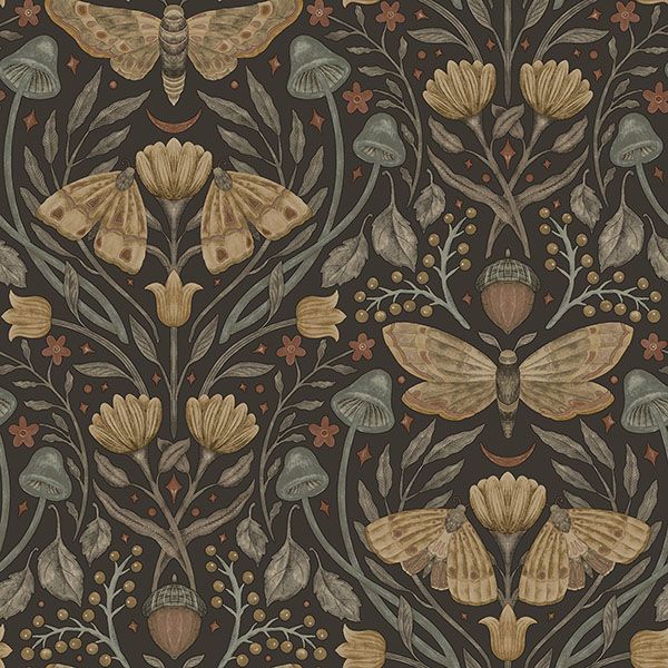 Purchase 4169-83116 Chesapeake Wallpaper, Mystic Moth Black Forest Magic - Oak & Moss