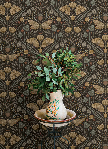 Purchase 4169-83116 Chesapeake Wallpaper, Mystic Moth Black Forest Magic - Oak & Moss12