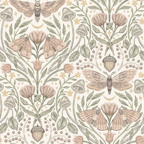 Purchase 4169-83119 Chesapeake Wallpaper, Mystic Moth Blush Forest Magic - Oak & Moss