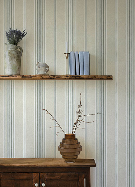 Purchase 4169-83122 Chesapeake Wallpaper, Calvados Turquoise Linen Stripe - Oak & Moss1