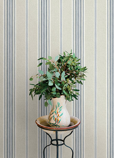 Purchase 4169-83123 Chesapeake Wallpaper, Calvados Blue Linen Stripe - Oak & Moss12