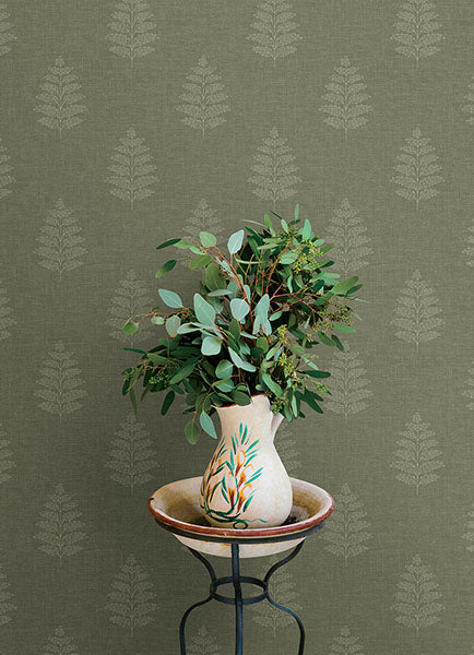 Purchase 4169-83126 Chesapeake Wallpaper, Frond Dark Green Leaf - Oak & Moss12