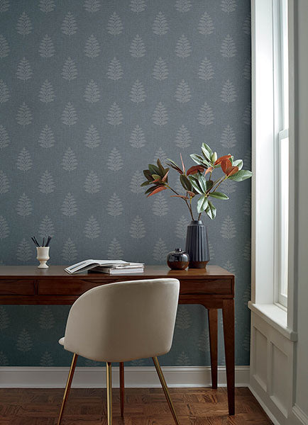 Purchase 4169-83127 Chesapeake Wallpaper, Frond Denim Leaf - Oak & Moss1