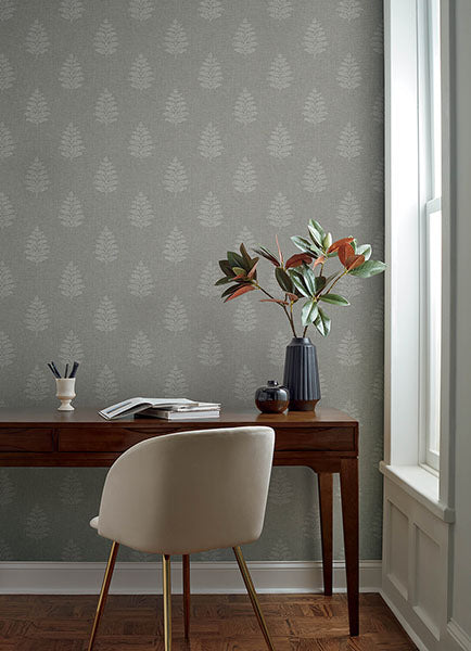 Purchase 4169-83128 Chesapeake Wallpaper, Frond Charcoal Leaf - Oak & Moss1