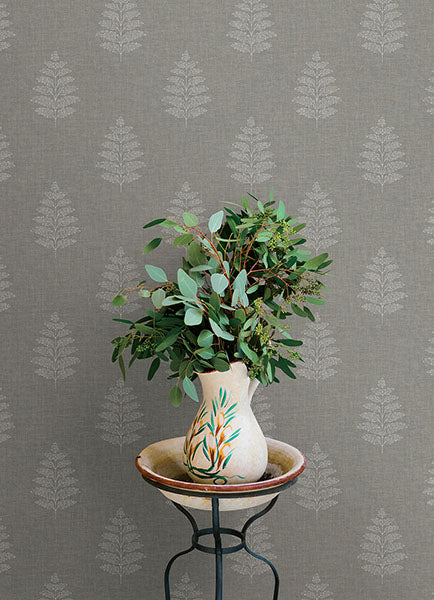 Purchase 4169-83128 Chesapeake Wallpaper, Frond Charcoal Leaf - Oak & Moss12