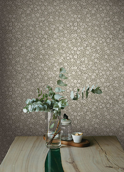 Purchase 4169-83131 Chesapeake Wallpaper, Poppy Trail Grey Floral - Oak & Moss1