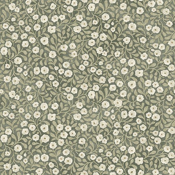 Purchase 4169-83132 Chesapeake Wallpaper, Poppy Trail Green Floral - Oak & Moss